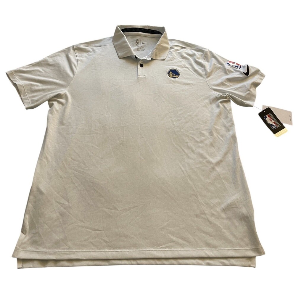 Golden State Warriors Nike NBA Authentics Dri-Fit Herring Polo Men's White New -